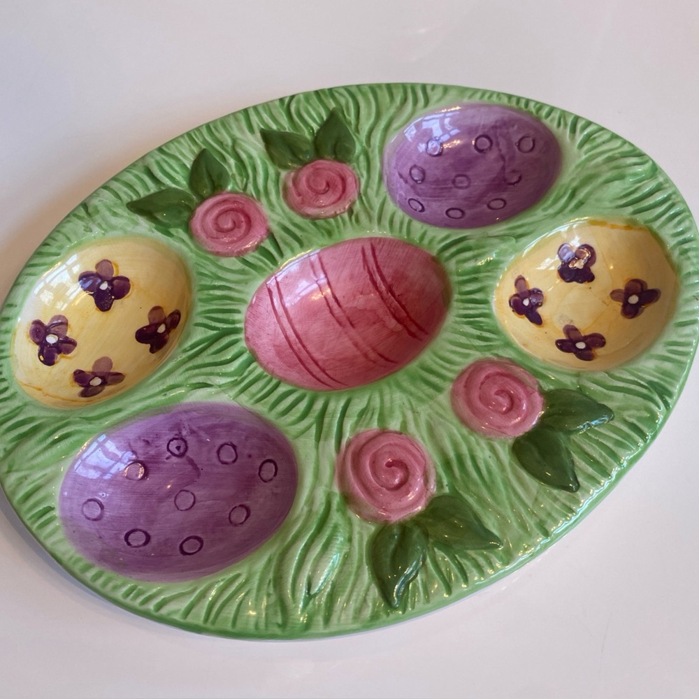 Colorful Floral Ceramic Egg Tray
